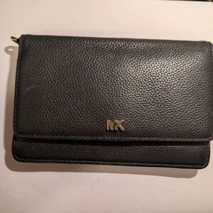 Michael Kors Black Pebble Leather Phone Clutch/Wallet